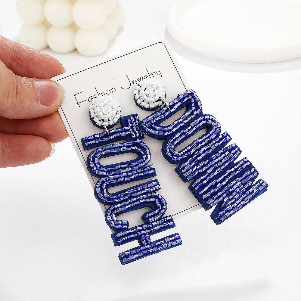 Wholesale New Game Day Sports Series Earrings Hand-woven Football Football Beaded Earrings